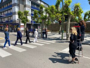 Ensayo para la versión suancina de 'Abby Road'